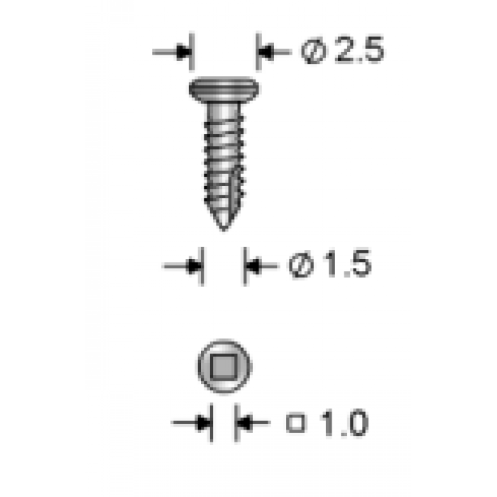 Винт самонарезающий, шлиц квадрат (титан) 501.05 (1.5 х 12 мм) КОНМЕТ