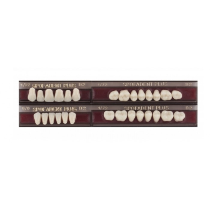 Спофадент Плюс (D2) 1/22-0/0-1/72 (28шт) - Трехслойные акриловые зубы SPOFA