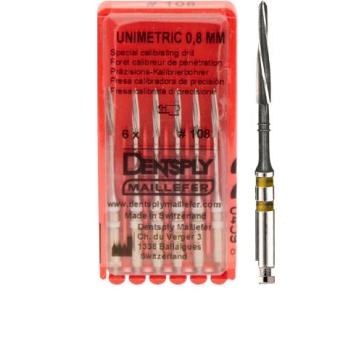 Калибровочный дриль Unimetric №208 (6 шт/уп) 2 полосы, желтый, Dentsply Maillefer — фото №2 Калибровочный дриль Unimetric №208 (6 шт/уп) 2 полосы, желтый, Dentsply Maillefer — фото №2