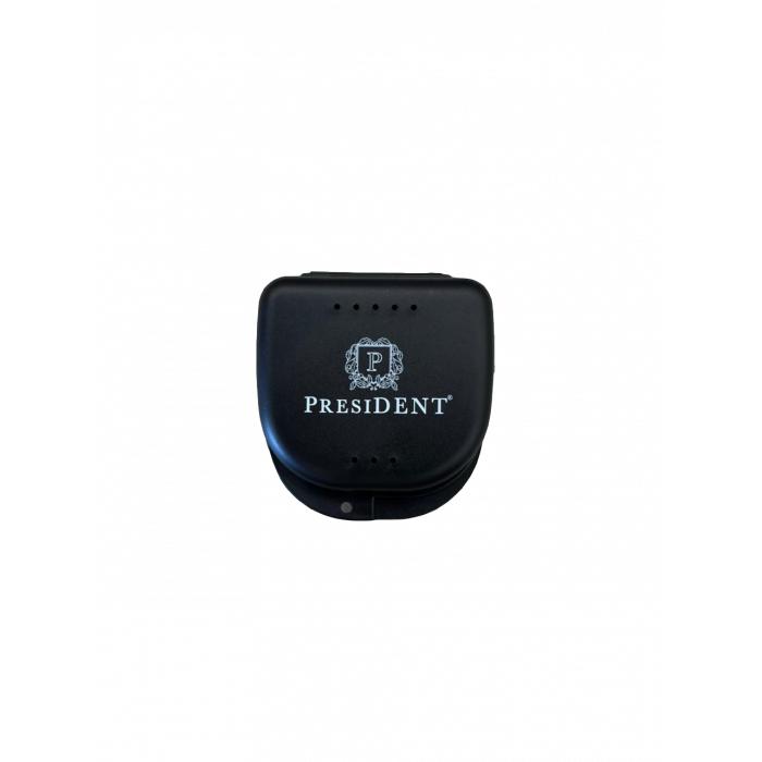 Контейнер для зубных протезов, кап, Средний, Черный (1 шт) PRESIDENT (Президент)