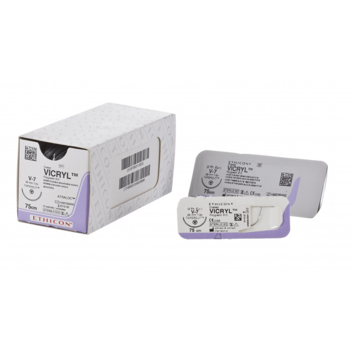 Викрил №1 W9377 (12шт) фиолет., 75см, кол-реж., 45мм, 1/2. ETHICON
