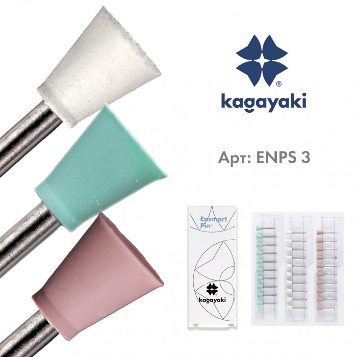 Энсмарт Пин набор (30 шт), силиконовые полиры, 3 абразивности, чашка, пин сталь, Кагаяки (Kagayaki Ensmart pin)