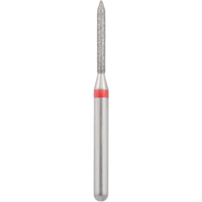 Бор алмазный 885-010F-FG (1шт) форма цилиндр остроконечный, мелкое зерно, NTI Бор алмазный 885-010F-FG (1шт) форма цилиндр остроконечный, мелкое зерно, NTI — фото №1