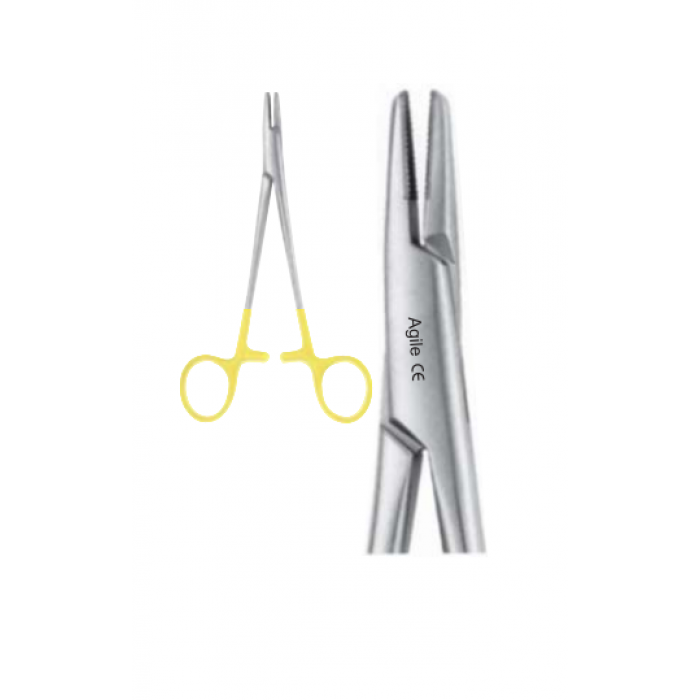 Иглодержатель хирургический прямой Mayo-Hegar, 160 мм, карбид-вольфрамовые вставки (1шт) AGILE