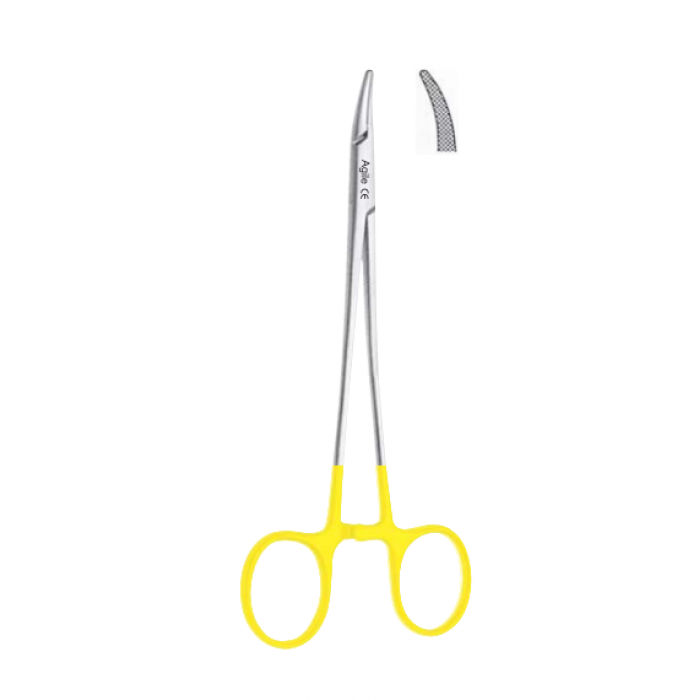 Иглодержатель хирургический изогнутый Crile Wood, 153 мм, карбид-вольфрамовые вставки (1шт) AGILE