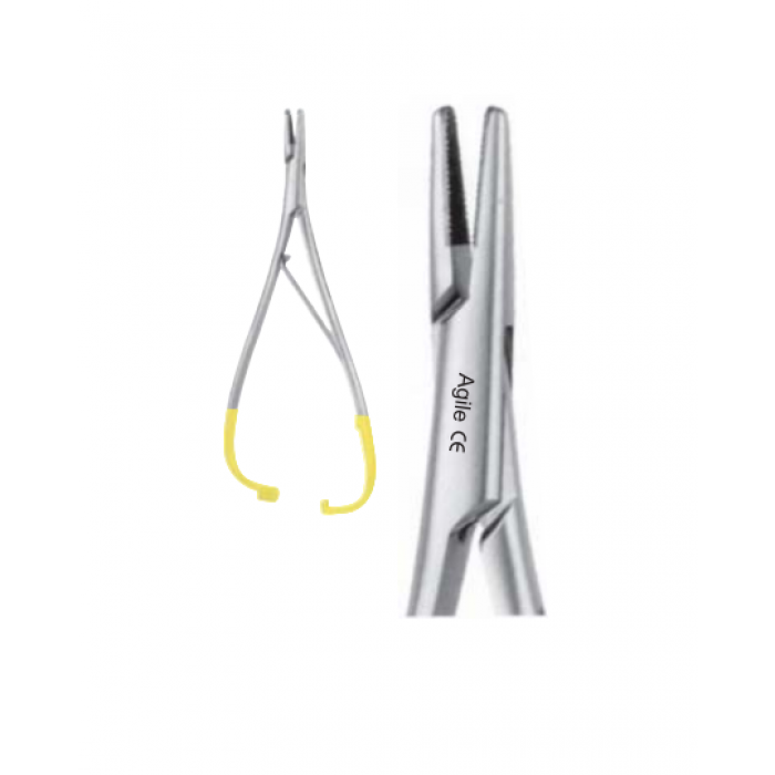 Иглодержатель микрохирургический прямой Mathieu, 170 мм, карбид-вольфрамовые вставки (1шт) AGILE