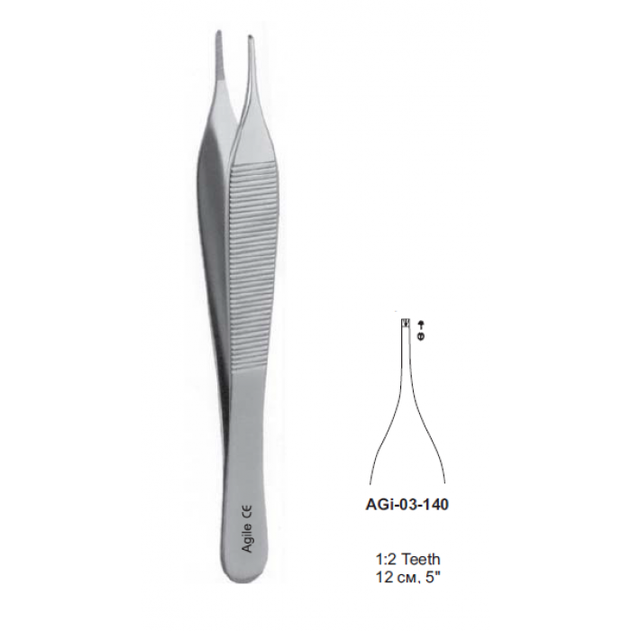 Пинцет хирургический Adson, 12,0см, AGILE