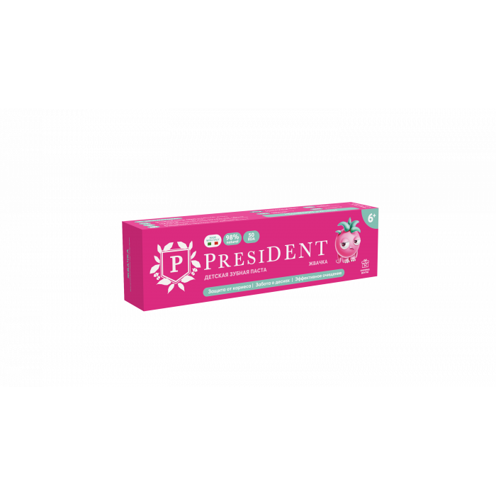 Зубная паста детская PRESIDENT 6+ Жвачка (70 мл) RDA 50
