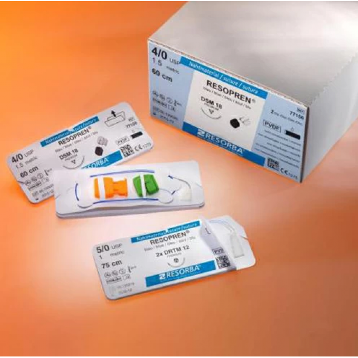 Резопрен 5/0 (1шт) синий, 75 см, кол, 17мм, 1/2 Resorba