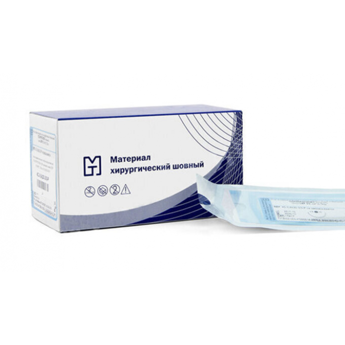 Капрон плетеный №1 (20шт) неокр., 75см, реж 35мм, 1/2. ПТО Медтехника