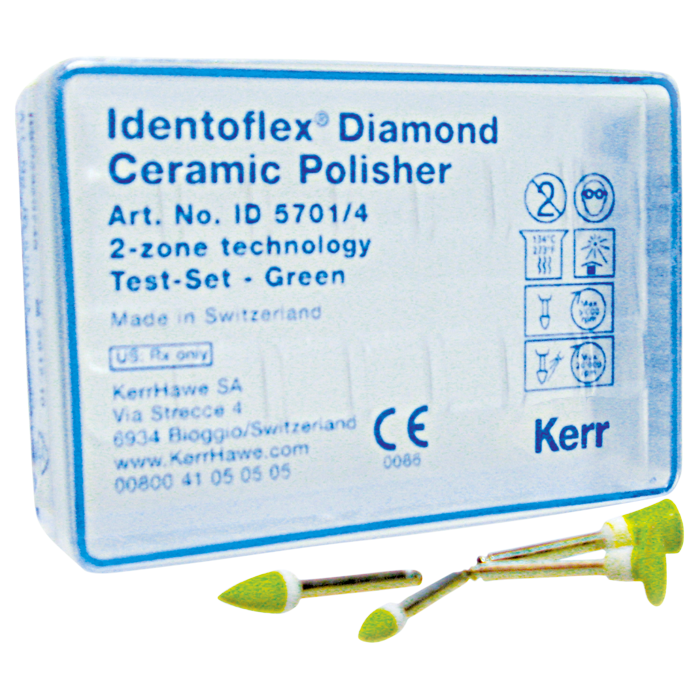 Set the test. Identoflex Diamond Ceramic Polishers 5701/4 Kerr. Identoflex™ Diamond Ceramic Polishers. Identoflex™ Diamond Ceramic Polishers ассорти 4шт Kerr. Полиры стоматологические Kerr.